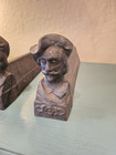 Antique Pair Early 20th Century French Andirons  Cast Iron Muskateer Bust  Very