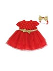 Doll Clothes 18  Doll Dress Red Gold Headband Gold Fits American Girl Dolls