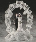 New Vintage Wilton Petite  lace Trellis  Wedding Caketop  Black Tux  104-938