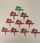 Vintage Christmas Cupcake Toppers Picks Cake Toppers Plastic Santa Lot Of 47