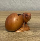 Japanese Netsuke  Hand-carved  Movable Chick   Egg  Shikake Mechanism  Wood