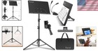 Versatile Music Stand   Book Holder With Adjustable Tripod And Light - Black