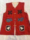 Vintage Asian Folk Art 3-d Animal Print Patchwork Embroidered Quilted Vest M