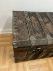 Vintage Wood Steamer Trunk W Tray Chest Coffee Table Storage Box Antique Brown