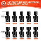 1 2  Drive Swivel Socket Set  10-pcs Metric Size  10-19mm   Shallow Socket Set