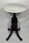 Antique Victorian Solid Wood Pedestal Plant Stand Table White Marble Top 28 h