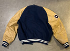 Letterman Vintage Varsity Jacket Blue   Tan - Large