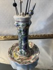 Vintage Porcelain Hat Pin Holder Lot 11 Hatpins Black Glass Plastics
