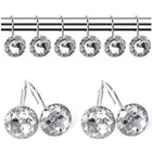 12 Pcs Bling Rhinestones Shower Curtain Hooks Bathroom Rolling Hooks Clear Cr   