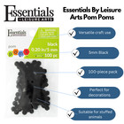 Essentials By Leisure Arts Pom Poms - Black - 5mm 100 Piece Pom Poms Arts And