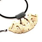 Hand Carved Cream Stone Chinese Dragon Huang Necklace