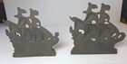 Vintage Cast Bronze brass iron Sailing Ship Bookends Clipper Boat Pirate 615