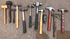 Lot 12- Claw Hammers  Ball Pen  Wooden   Rubber Mallet  Jeweler Hammer  Hatchet