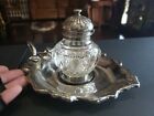 Antique C 1800 s Inkwell Ink Well Cut Glass Crystal   Silver John Walter Barnard