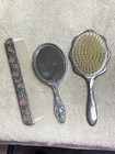 Vintage Godinger Vanity Dresser Set 3 Piece Silver Plate Hand Mirror Brush Comb