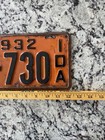 Vintage 1932 Idaho License Plate K8 t-730 All Original Condition Really Nice