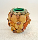 Vtg Antique Seashell Shell Folk Art Sailors Valentine Vase 4 5 w