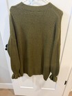 Btfbm Women s L Green Solid Knit Crew Neck Long Sleeve Pullover Sweater Ruffle