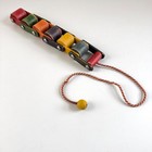 Playskool Wooden Roller Pull Toy Jointed Vtg 50s Primary Colors