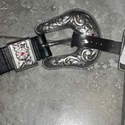 Nocona Nwt Western Belt Women   s 30    Genuine Black Leather  Silver Tone Buckle