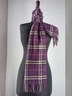 Burberry London 100  Cashmere Scarf Purple Plaid Check 52x12 Made In England 