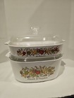 Vintage Set Of 2 Corning Ware Spice Of Life 5qt   3qt Casserole Dish Pyrex W lid