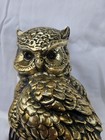 Vintage Hand Painted Gold Plaster Owl Table Lamp Night Light Glowing Eyes 13 
