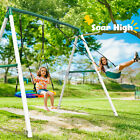 500lb Heavy Duty 7 5ft Metal Swing Set W 2 Swings Outdoor Kids Backyard Swingset