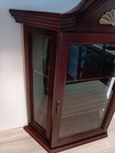 Vintage Wall Hanging Mahogany Curio Display Cabinet Shelf Glass Door Press Wood