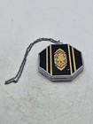 Vintage Art Deco Octagonal Enamel Powder Compact With Wristlet Chain 
