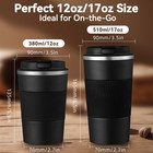 12oz Insulated Travel Coffee Mug Spill-proof Lid Stainless Steel Tumbler Black
