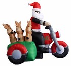 5 Foot Long Christmas Inflatable Santa Claus Reindeer Motorcycle Yard Decoration