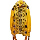  Mexican Womans Poncho   Gaban   Jorongo   Jacket With Hoodie Aztec Patern Gold