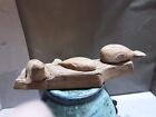 Incredible Vintage Handmade Carved Wood Whales seal Inuit Folk Art   signed