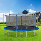 14ft Trampoline W safety Enclosure Net Spring Pad Ladder Basketball Hoop Outdoor