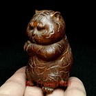 Old Japanese Boxwood Hand Carved Tiger Statue Netsuke Table Decoration Collected