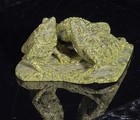 Vintage Southeast Asia Carved Green Agate Komodo Dragons Fighting Figurine