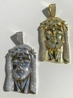 3  Jesus Pendant Piece Solid 925 Silver  14k Gold Plated Icy Cz   Moon Cut Chain