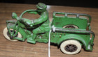 Vintage Hubley Crash Car Green 6 1 2  Cast Iron Indian Motorcycle