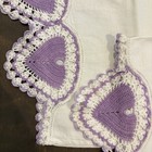 Vintage Pair Lilac Purple Crochet Lace 17x30  White Pillow Cases Handmade Read