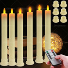 6pcs Flickering Flameless Led Taper Candles Light   Holders Timer Remote Control
