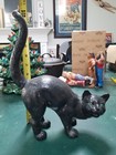 Antique Cast Iron Black Cat Door Stop With Arched Back  Sweet Face