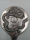 Antique Kwan Wo Chinese Export Silver Dragon Vanity Mirror