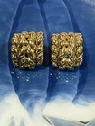 Givenchy Basket Weave Earrings Signed Paris New York Clip On Gold Tone Chunky