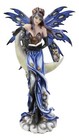 Fairy With Book Lantern And Owl On Crescent Moon Clouds And Stars Statue 14  H