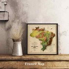 Brazil Map  Brazil 2d Relief Map  Brazil Vintage Map - 2d Flat Print