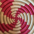 Vtg 12 In  African Rwanda Coiled Hand Woven Basket bowl home Decor Pink ivory