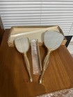 Vintage Floral Vanity Set Hand Mirror Brush Comb Floral Design In Original Box