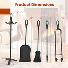 5 Pieces Fireplace Tool Set With Poker Tongs Brush Shovel And Stand Handles