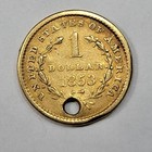 1853  1 Liberty Head Gold Dollar Circulated Holed Genuine Pre Civil War  m668
